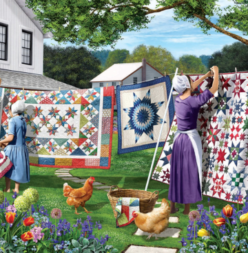 Puzzel Quilts in de achtertuin