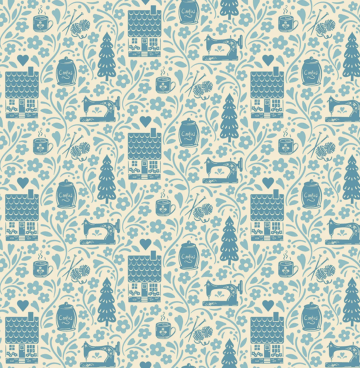 Andover - Cozy House - Judy Jarvi - 1251 LB vignette chambray
