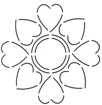 Quilt Stencil Hearts in The Round # 743QC