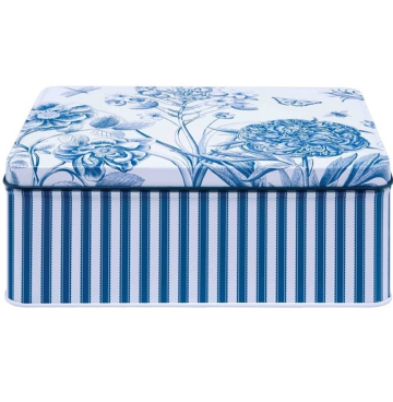 Blik Bloemen, blauw/ wit