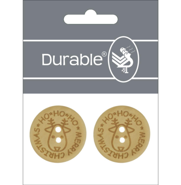 Durable knoopjes HoHoHo Merry Christmass 30mm, 2 stuks
