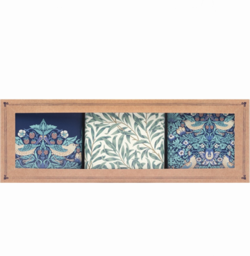 3 verschillende William Morris blikken vogels en bladeren