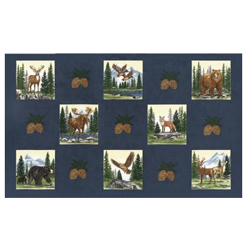 Northwoods Lodge Panel Soil 56197-17 blauw
