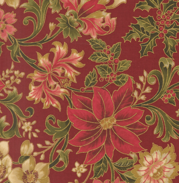 Merry Manor Metallic - Moda 33860-12 crimson