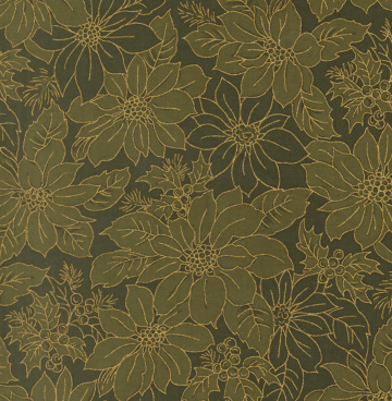 Merry Manor Metallic - Moda 33862-13 evergreen