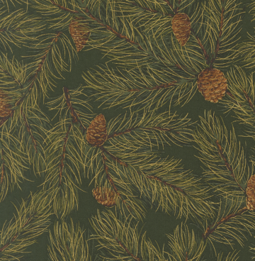 Merry Manor Metallic - Moda 33863-13 evergreen