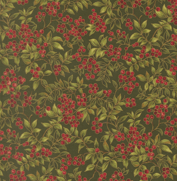 Merry Manor Metallic - Moda 33864-13 evergreen