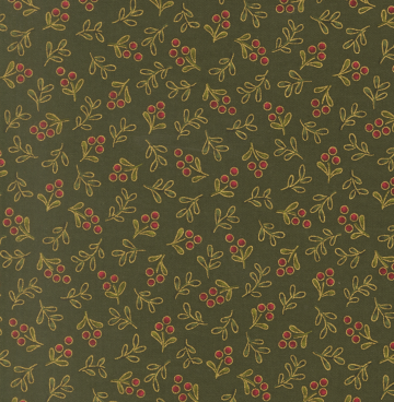 Merry Manor Metallic - Moda 33866-13 evergreen