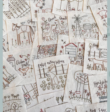 Appleby Farm stitchery panel - Anni Downs licht blauw