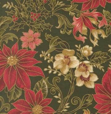 Merry Manor Metallic - Moda 33860-13 evergreen