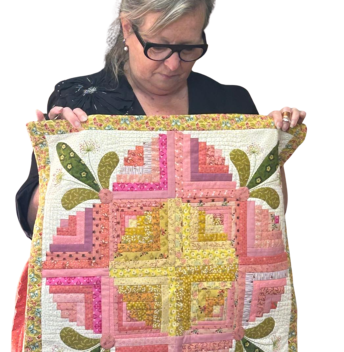 Bloemen met log-cabin blok - Kristel Salgarollo